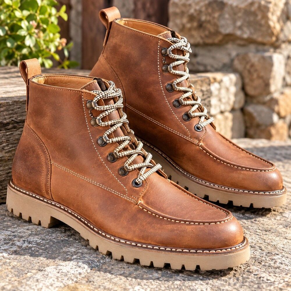 NWT Wally Walker Made In Italy Leather Boots AstorFlex Lug Soles Men Sz42 US 9